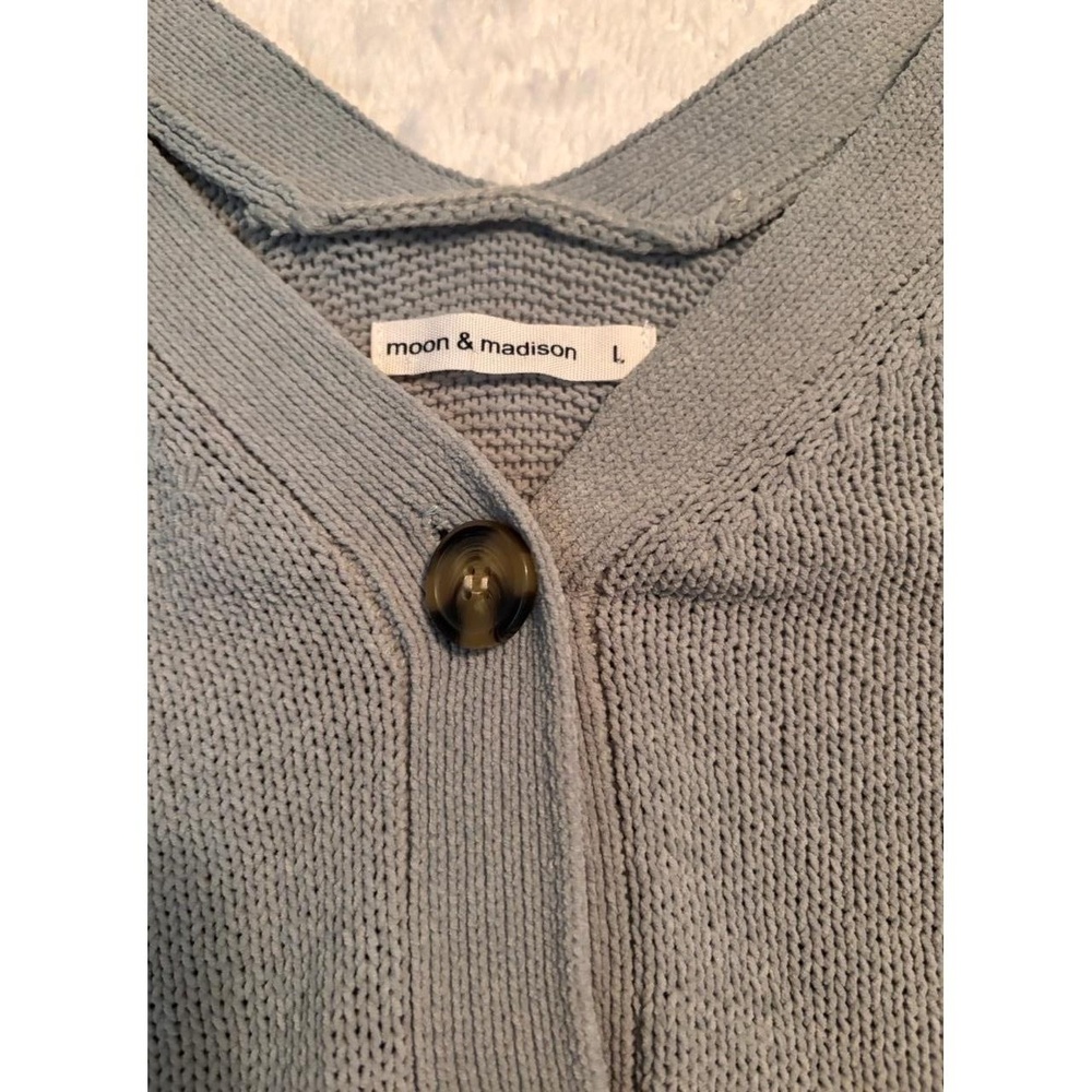 Moon & Madison Cardigan Womens Size L Green Casual Knit V Neck Layer Essential - Picture 7 of 12